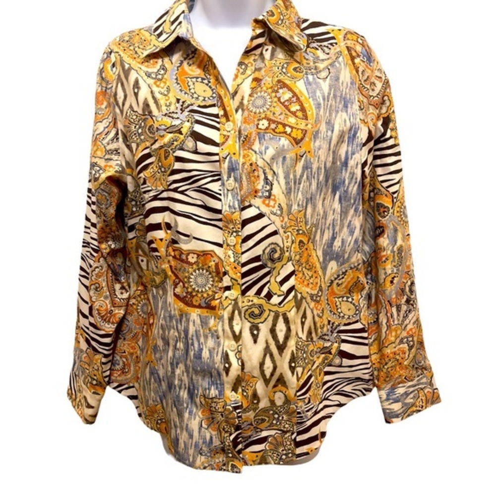 Chico’s 6 Button Down Long Sleeve Top Size 0 NWOT